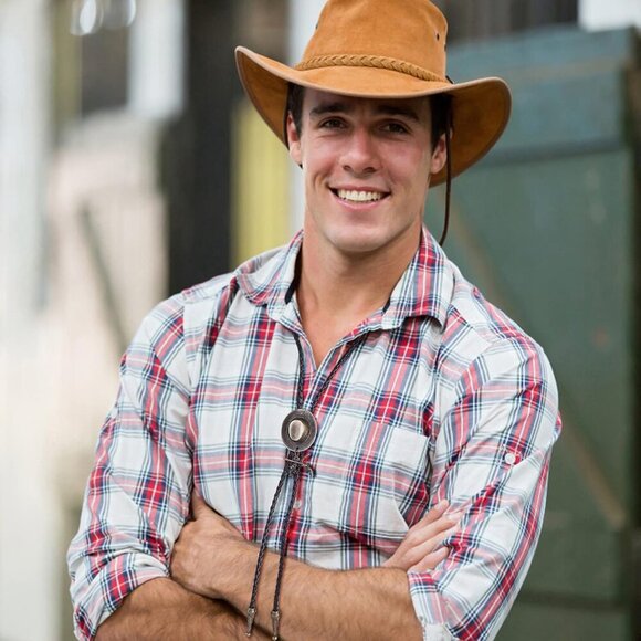 6Pcs Bolo Tie Set for Men, Western Cowboy, Turquoise & Tiger Eye Stone Neck Tie - Picture 3 of 9